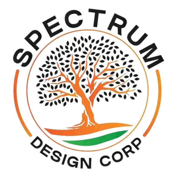 A logo of the spectrum design corp.